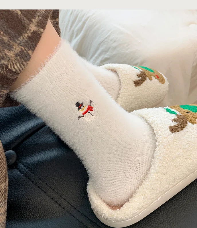 White Mink Christmas Cozy Sox