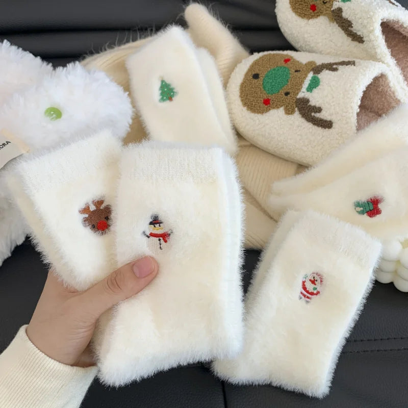 White Mink Christmas Cozy Sox