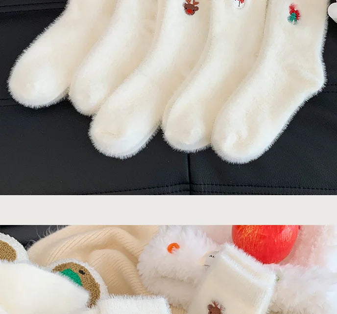 White Mink Christmas Cozy Sox