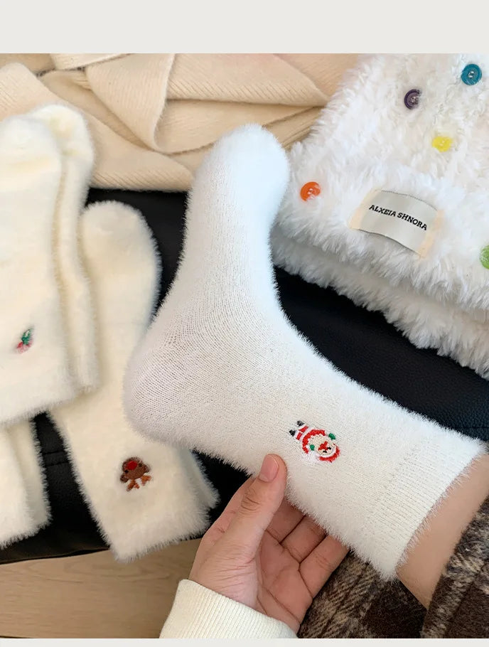 White Mink Christmas Cozy Sox