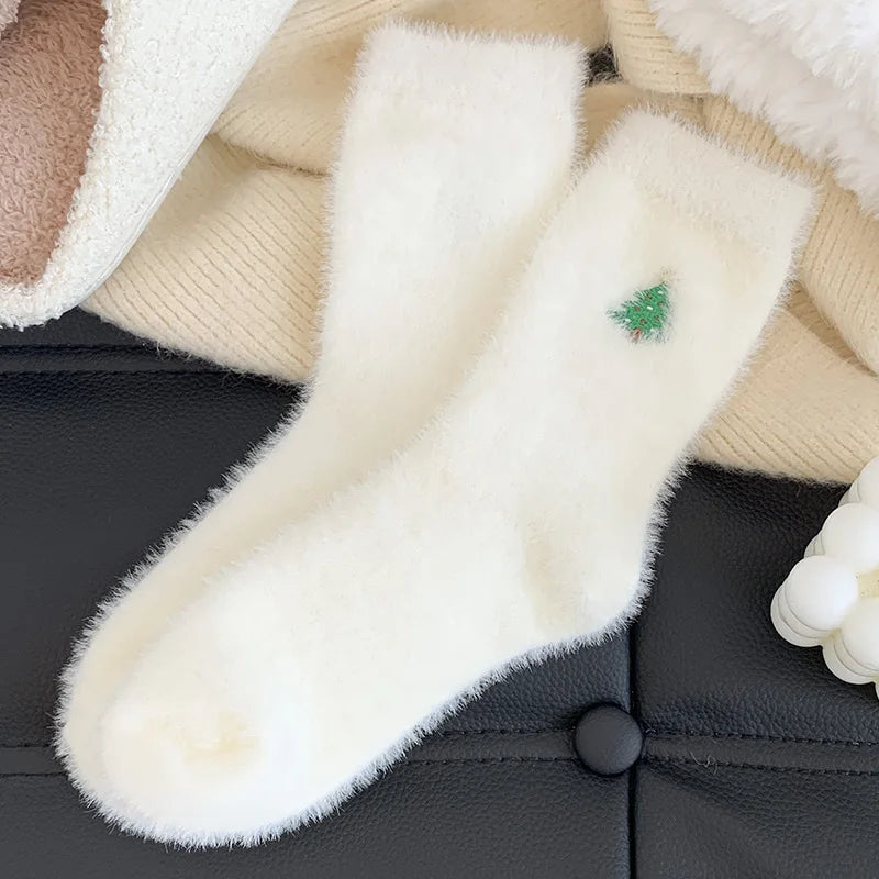 White Mink Christmas Cozy Sox