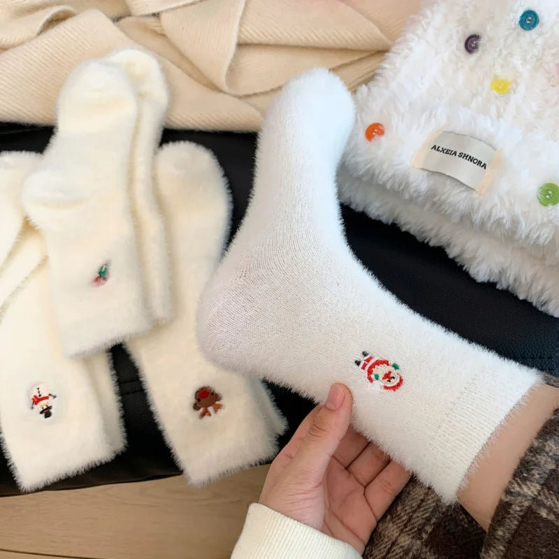 White Mink Christmas Cozy Sox