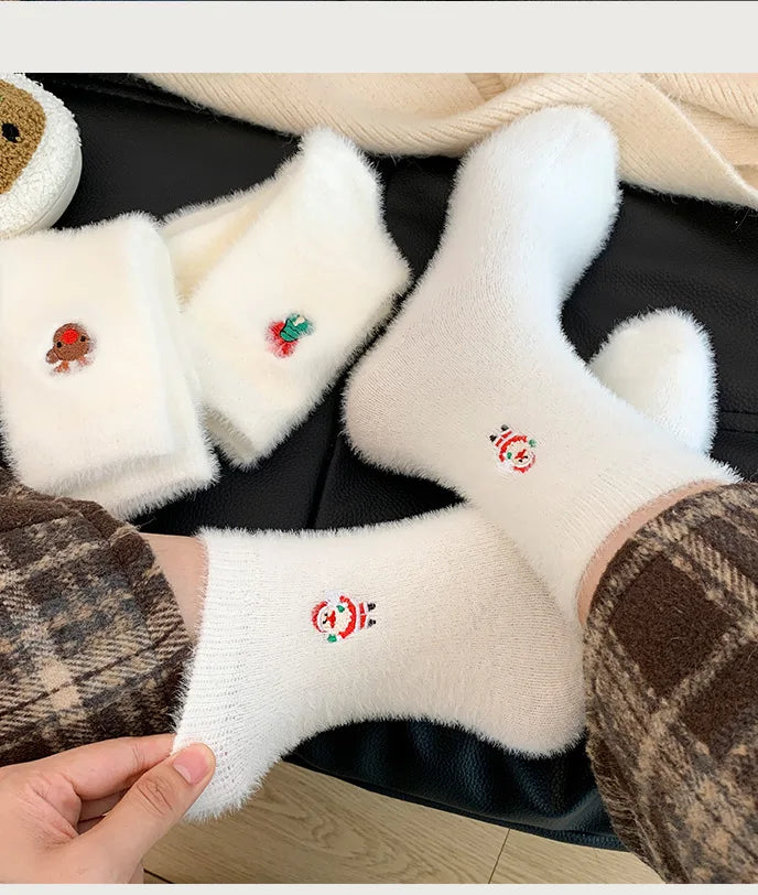 White Mink Christmas Cozy Sox
