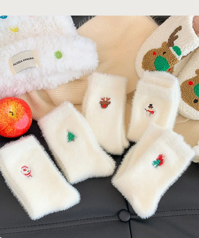 White Mink Christmas Cozy Sox