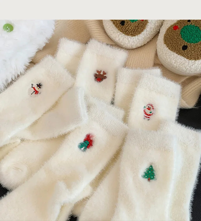 White Mink Christmas Cozy Sox