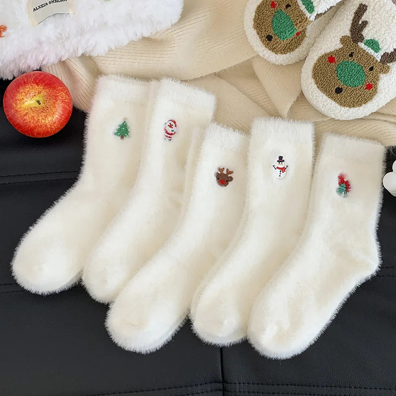 White Mink Christmas Cozy Sox