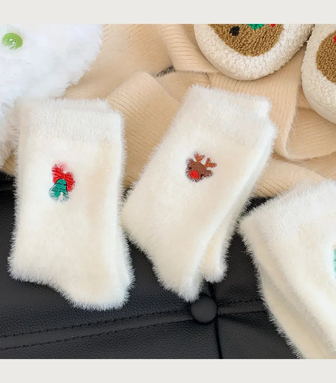 White Mink Christmas Cozy Sox