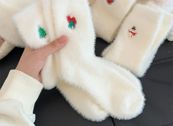White Mink Christmas Cozy Sox