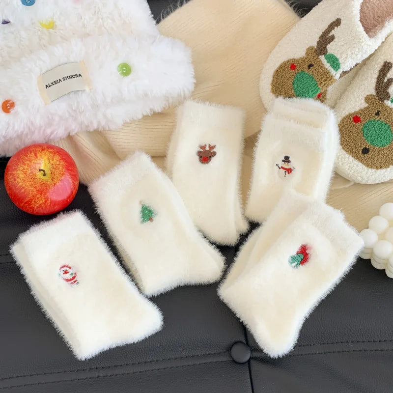 White Mink Christmas Cozy Sox