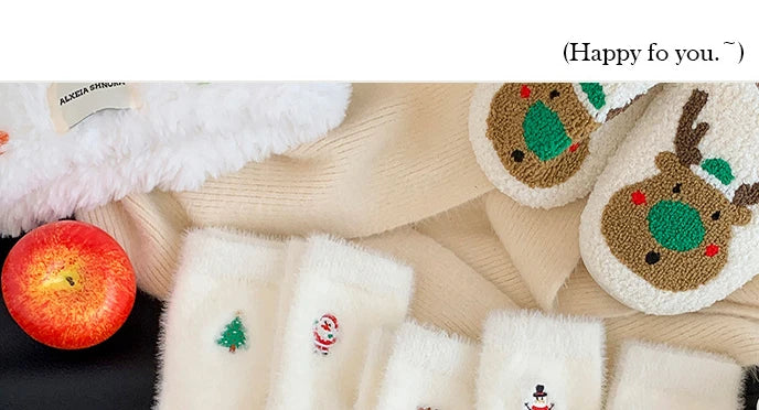 White Mink Christmas Cozy Sox