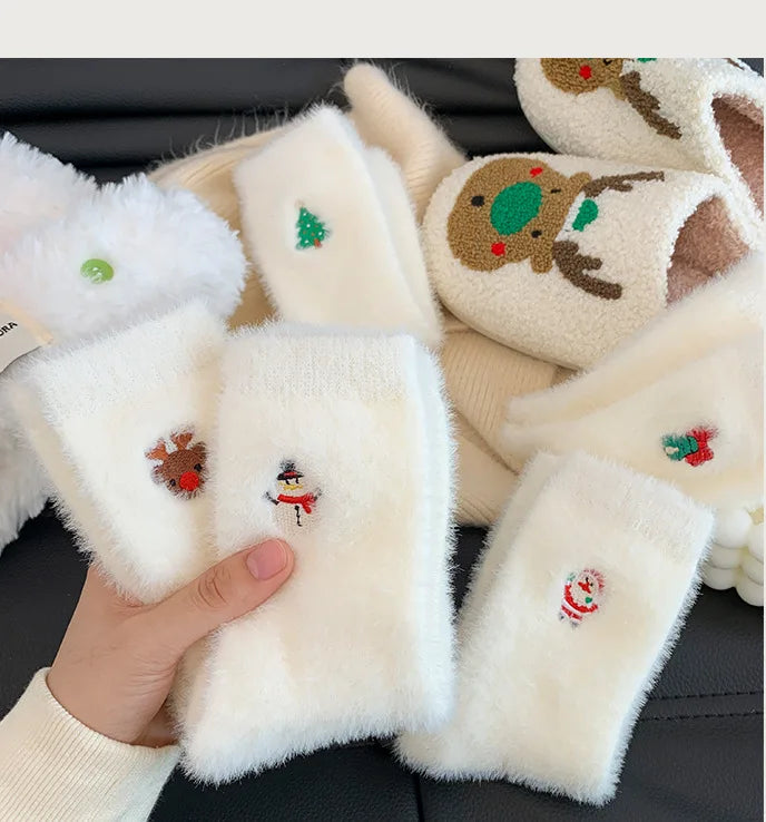 White Mink Christmas Cozy Sox