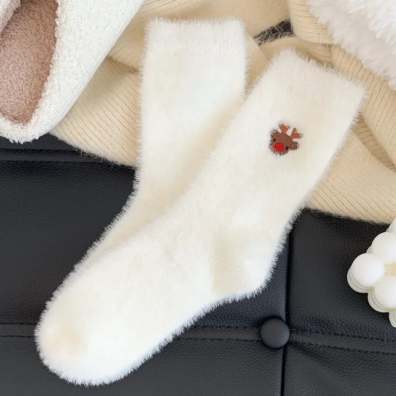 White Mink Christmas Cozy Sox